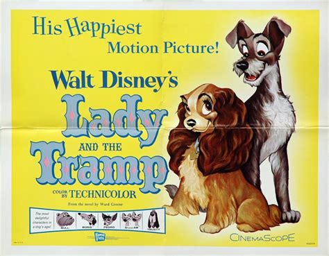 Disney Lady And The Tramp Half Sheet Poster For 1962 Theatrical Release