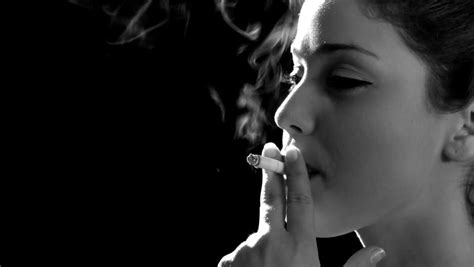 Beautiful Woman Smoking A Cigarette Extreme Close Up
