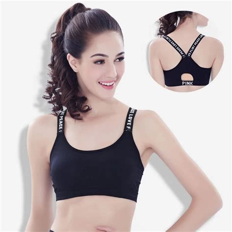 women fitness yoga sport bra top in sports bras for running gym letter straps padded seamless