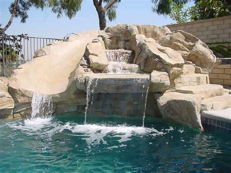 Custom Rocked Pool Slides Swimming Pool Rock Waterfall And Slide