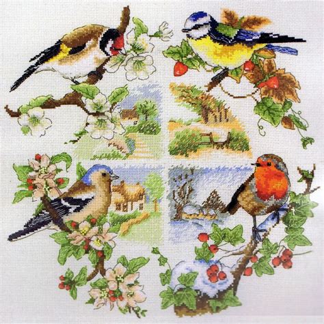 I don't know about you, but i love to find something for free, especially when it is something i haven't tried. Birds and Seasons - cross stitch kit by Anchor