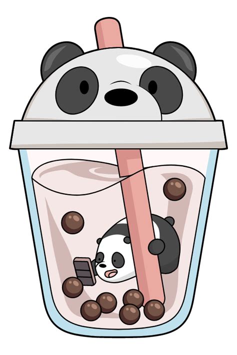 We Bare Bears Panda In Boba Drink Sticker Artofit