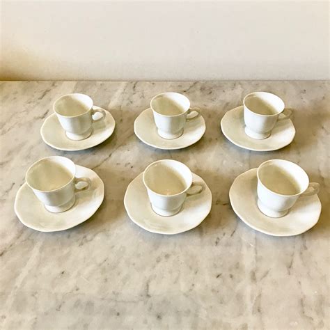 Set Of 6 Small Espresso Porcelain Coffee Cups With Saucer Etsy