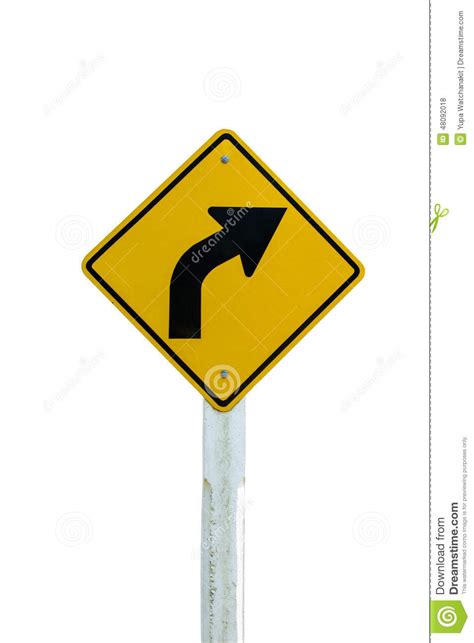 Turn Right Arrow Traffic Sign Isolated On White Background Stock Photo