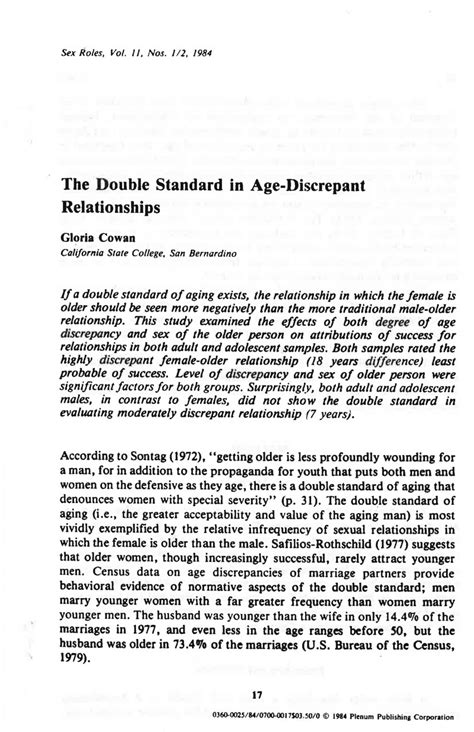 Pdf The Double Standard In Age Discrepant Relationships
