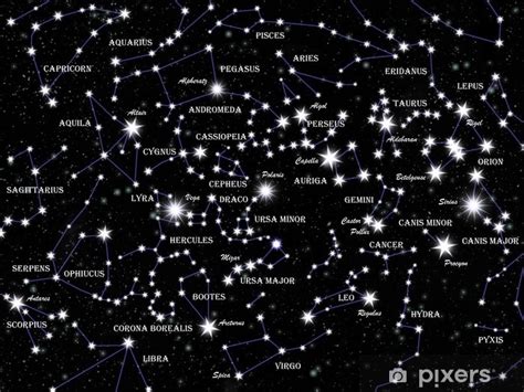 Famous Constellations And Stars In The Night Sky Wall