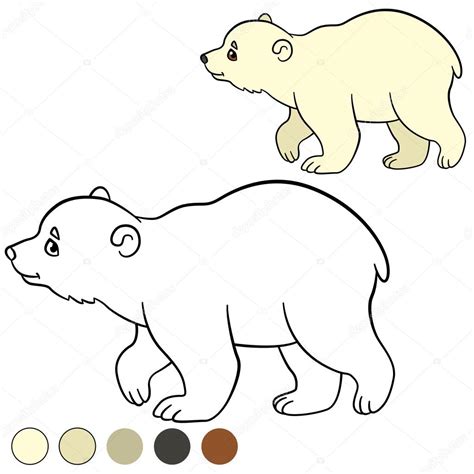 Página para colorear. Sonrisas de oso polar de lindo bebé poco