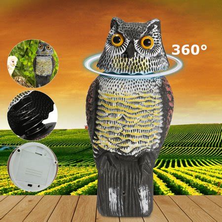 Movement is powered by the sun's energy. Sound & Shadow Control, 360° Rotating Head Fake Owl Decoy ...