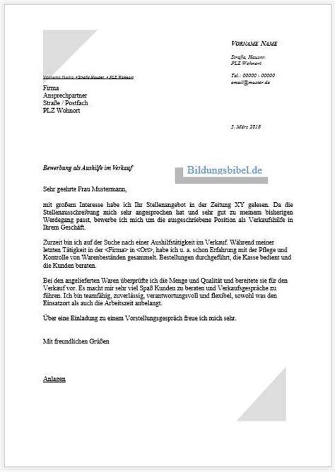 See full list on bewerbungsvorlagen.bildungsbibel.de Bewerbung Aushilfe Muster, Vorlage oder Beispiel ...