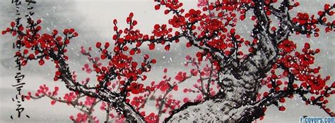 japanese art red tree Facebook Cover timeline photo banner for fb