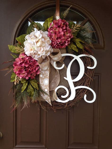 Spring Summer Hydrangea Wreath For Front Door