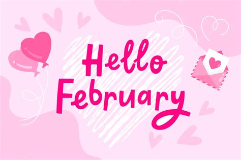 Free Vector Flat Hello February Lettering