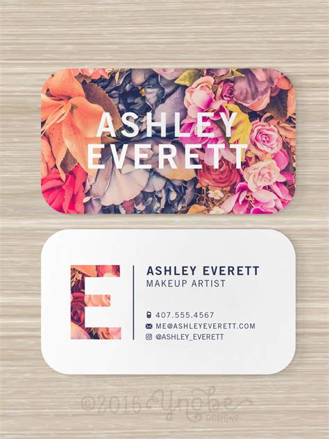 floral business card flowers makeup artist vistaprint 3 5 x 2 colorful stationary pink