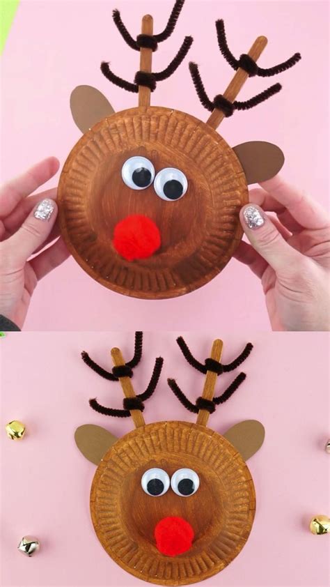 Paper Plate Reindeer Craft [video] [video] Preschool Christmas Crafts Christmas Crafts For