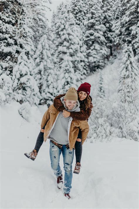Adventurous Snowy Winter Engagements Utah Mountains Wonderland Couple