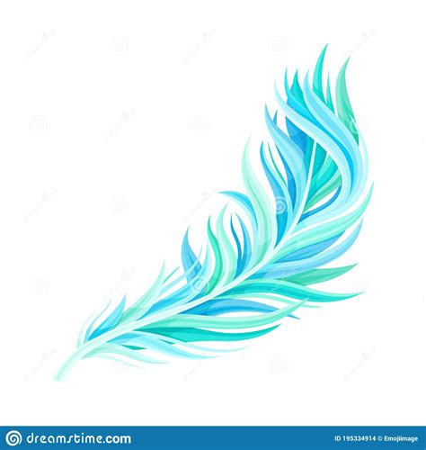 Blue Bird Feather With Nib As Avian Plumage Vector Illustration Stock