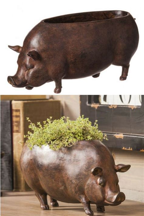 Cute Resin Pig Planter For Your Rustic Farmhouse Style Home Decor