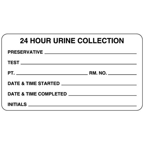 24 Hour Urine Collection Label 3 X 1 58 United Ad Label