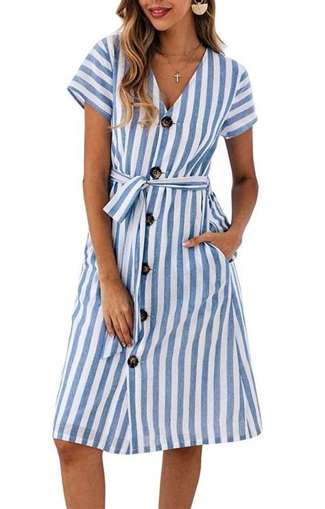 long blue striped dress art