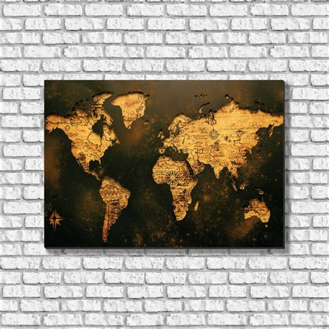 Venta de imagenes de diferentes ciudades de europa, américa central, asía y norte américa. Quadro Decorativo Mapa Mundo em Tecido Canvas no Elo7 | Aluplacas (CD662A)