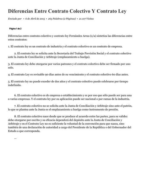 Diferencias Entre Contrato Colectivo Y Contrato Ley Cartasyformatos Udocz