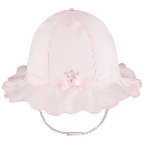 Emile Et Rose Girls Pale Pink Rose Bud Embroidery Sunhat
