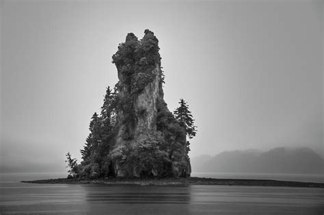 New Eddystone Rock Misty Fjords National Monument In The Rain Black