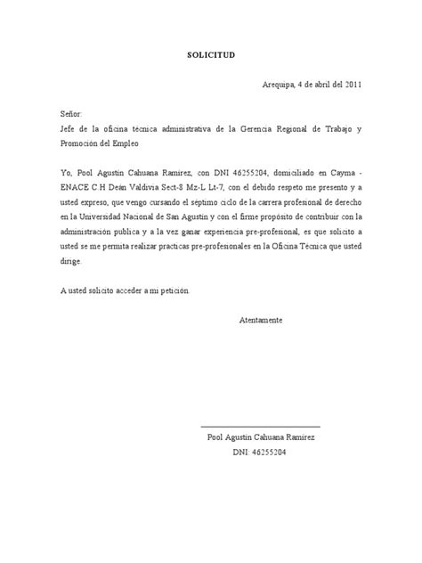 Encabezado donde se especifique el lugar y la fecha en que fue expedida la nombre y firma de quien envía la carta. Solicitud Simple