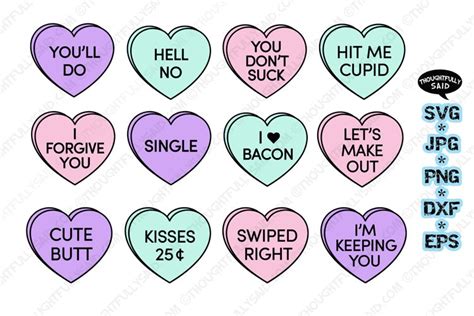 Funny Conversation Hearts Bundle Svg  Png Valentines Day