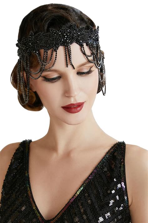 BABEYOND 1920s Flapper Headpiece Headband Great Gatsby Chain Headband