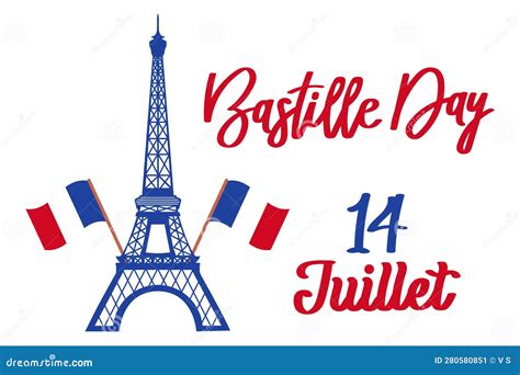Happy Bastille Day France National Holiday Poster Eiffel Tower And