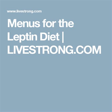 Pin On Leptin Diet