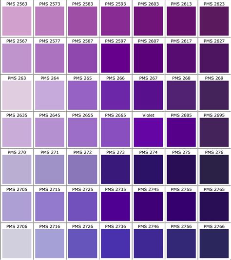Pantone Colors Violet Pantone Color Chart Purple Color Chart Pms