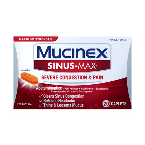 Maximum Strength Mucinex Sinus Max Severe Congestion And Pain Mucinex Usa