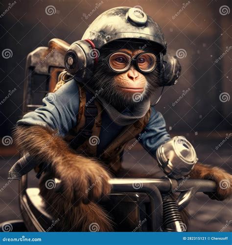 Monkey Riding A Motorcycle Stock Illustration Illustration Of Biker