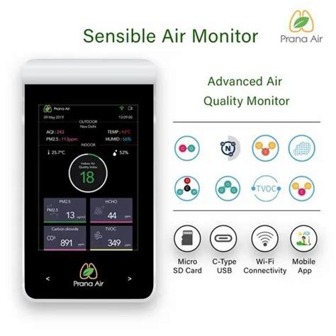 Prana Air Sensible Indoor Air Quality Monitor Measuring Pm25 Pm10 Co