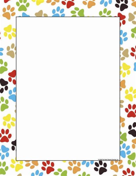 Paw Print Border Paw Print Computer Paper Doggie Borders For