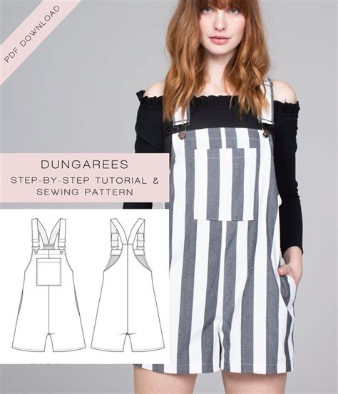 Sewing Pattern Pdf Dungarees Pinafore Dress Bib Skirt Etsy