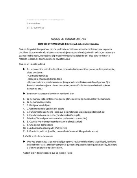 Ejemplo Carta De Desahucio Laboral Modelo De Informe