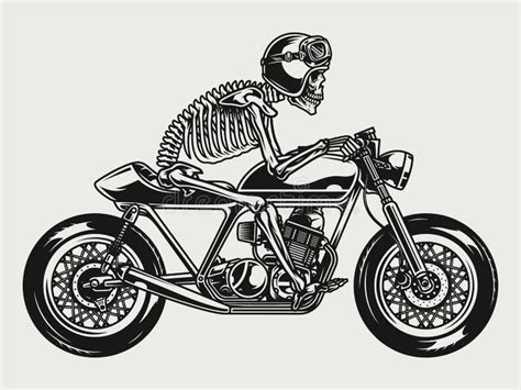 Skeleton Riding Motorcycle Vector Illustration Stock Illustrations