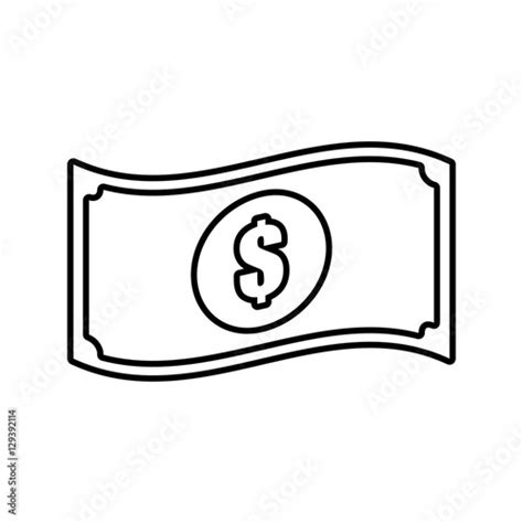 American Dollar Money Bill Outline Vector Illustration Eps 10 Stock