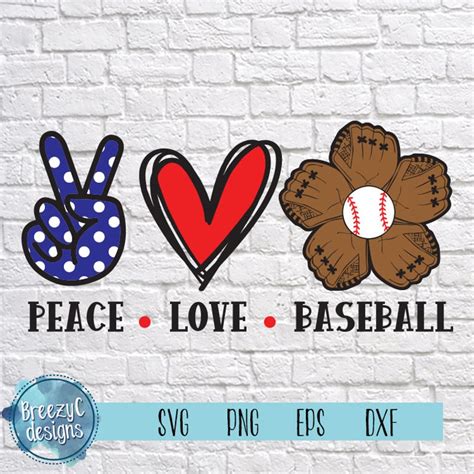 Peace Love Baseball Svg Eps Dxf Png Instant Download Cut | Etsy