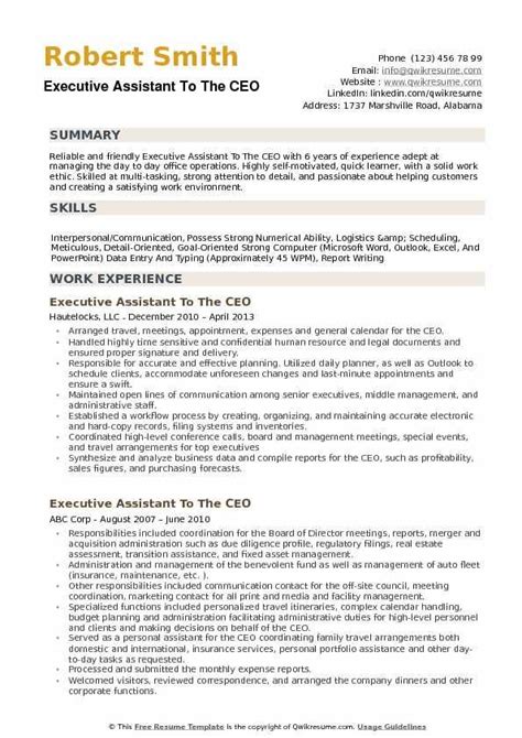 The Executive Assistant Resume Is Shown In This File It Includes An