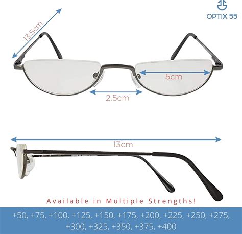 buy optix 55 reading glasses men half frame readers 2 pack fashion men s reading glasses