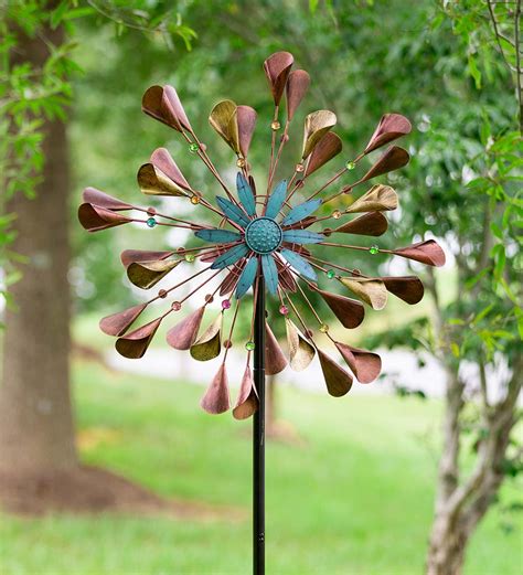 Golden Patina And Bronze Colored Metal Cone Wind Spinner Wind And