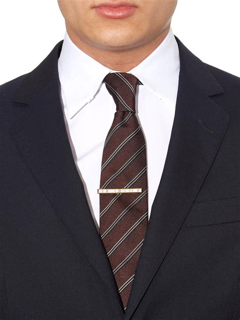 Paul Smith Chevron Striped Etched Tie Pin In Metallic For Men Lyst