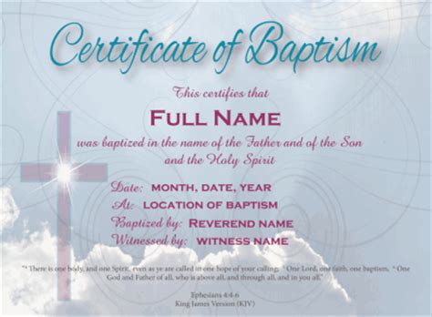 Free printable church baptism certificates baptism certificate 1. Church Certificates Templates | Joy Studio Design Gallery - Best Design