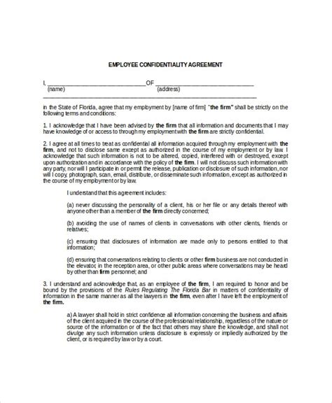 Employee Confidentiality Agreement 10 Free Word Pdf