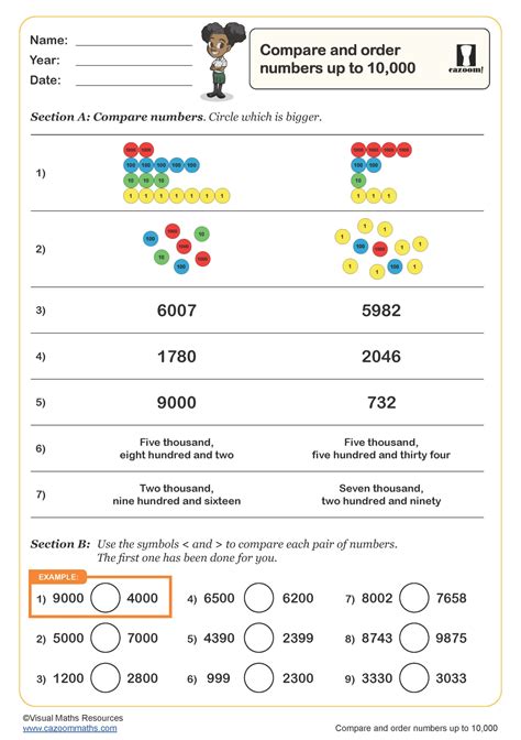 Compare And Order Numbers To 10000 Worksheet Pdf Printable Number