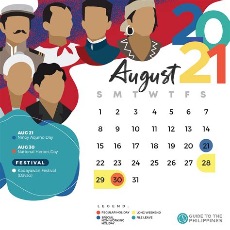 August 2021 Calendar Philippine Holidays And Long Weekends Long